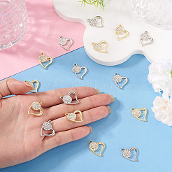 16Pcs 2 Colors Rack Plating Alloy Micro Pave Rhinestone Pendants&nbsp;FIND-TA0010-16