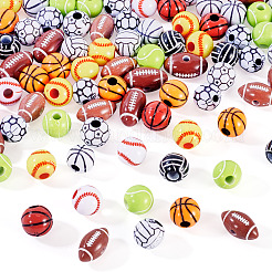 120Pcs 12 Styles Sports Style Acrylic Beads&nbsp;MACR-TA0002-28