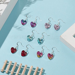 Electroplated Glass Heart Pendant Dangle Earrings&nbsp;EJEW-JE05161