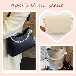 2Pcs 2 Styles Alloy & Nuggets White ABS Plastic Imitation Pearl Beaded Bag Handles&nbsp;FIND-AR0005-97