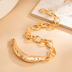 Exaggerated Iron Hammered Moon Pendant Alloy Chain Necklaces for Women&nbsp;WG64A04-01
