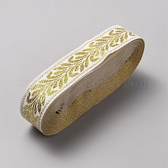 10Yards Ethnic Style Polyester Leaf Jacquard Ribbons&nbsp;OCOR-WH0036-54