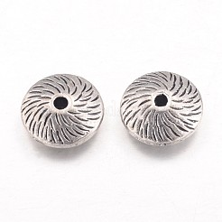 Tibetan Style Alloy Flat Round Beads&nbsp;TIBEB-5386-AS-FF
