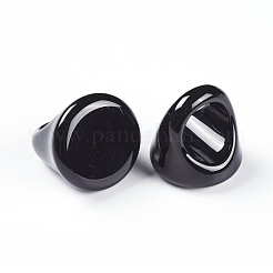 Natural Dyed & Heated Black Agate Finger Rings&nbsp;RJEW-O039-02