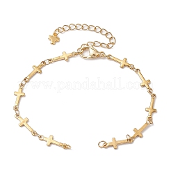 2Pcs 2 Colors 304 Stainless Steel Cross Link Chain Bracelet Making&nbsp;AJEW-JB01299