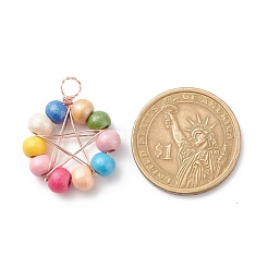 Natural Wood Round Beads Pendants&nbsp;PALLOY-JF01763-03