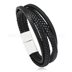 Minimalist Braided Leather Magnetic Clasp Bracelet for Men - Retro and Trendy Design&nbsp;ST9092173