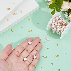 DIY Brass ABS Imitation Pearl Bead Handmade Chains Necklaces Making Kits&nbsp;DIY-HS0001-65C