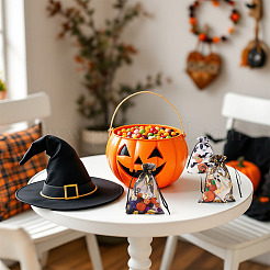 40Pcs 4 Styles Halloween Theme Spider Bat Skull Printed Organza Drawstring Bags&nbsp;ABAG-TA0002-03