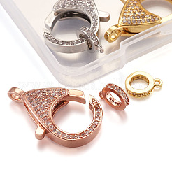 Brass Micro Pave Cubic Zirconia Lobster Claw Clasps&nbsp;ZIRC-TA0001-12