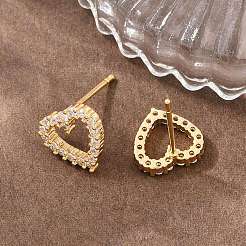 Brass Micro Pave Cubic Zirconia Stud Earrings&nbsp;KK-Z166-04G