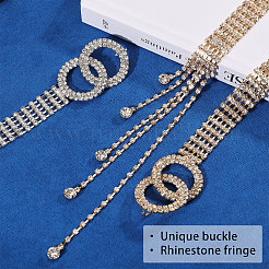 2Pcs 2 Colors Brass & Iron Full Crystal Rhinestone Chain Belts with Double Rings Buckles&nbsp;AJEW-FG0006-30A