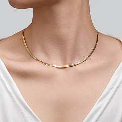4Pcs Brass Flat Snake Chain Necklaces for Women&nbsp;NJEW-BBC0001-37