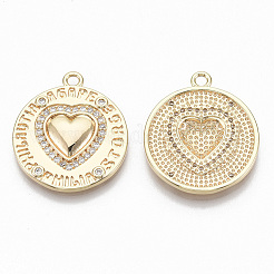 Brass Micro Pave Cubic Zirconia Pendants&nbsp;KK-T062-03G-NF