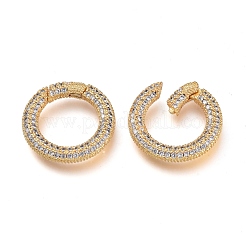 Brass Micro Pave Cubic Zirconia Spring Gate Rings&nbsp;KK-M206-03G-02