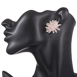 Flower Handmade Glass Seed Beads Stud Earrings&nbsp;EJEW-MZ00680-03