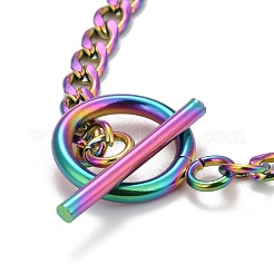 Ion Plating(IP) Rainbow Color 304 Stainless Steel Chain Bracelets for Women or Men&nbsp;BJEW-A039-04MC