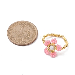 Round Seed Beads with Gemstone Beads Rings&nbsp;RJEW-MZ00015-02