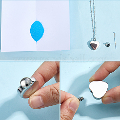 Stainless Steel Heart Cinerary Casket Pendant Necklaces&nbsp;DIY-CN0003-41P