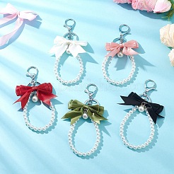5Pcs 5 Colors Polyester Bowknot Pendant Keychains&nbsp;KEYC-JKC01423