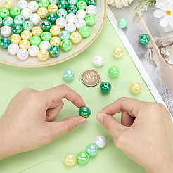 100Pcs 5 Colors UV Plating Opaque Acrylic Beads&nbsp;OACR-SP0002-32