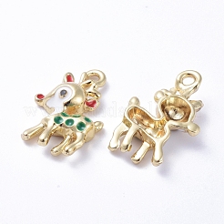 Golden Plated Alloy Enamel Pendants&nbsp;X-ENAM-D040-E02-G