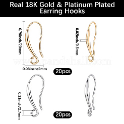 40Pcs 2 Colors Brass Earring Hooks&nbsp;KK-BBC0021-72