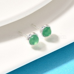 Natural Green Onyx Agate(Dyed & Heated) Ear Studs&nbsp;EJEW-L099-08P
