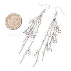 Brass Bar Link Chain with Star Dangel Earrings&nbsp;EJEW-JE06458-02