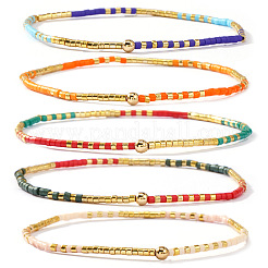 5Pcs 5 Colors Bohemian Color Glass Seed Beaded Stretch Bracelet Sets for Women Elegant Casual Jewelry Gift&nbsp;ES9222-1