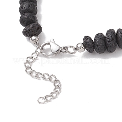 Synthetic Turquoise Cross & Natural Lava Rock Nuggets Beaded Bracelets&nbsp;BJEW-JB12194