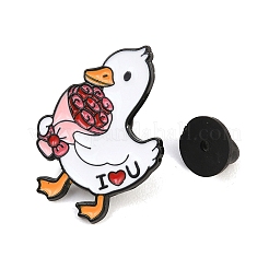 Valentine I Love You Duck with Rose Flower Enamel Pins&nbsp;JEWB-B041-01C
