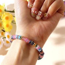 Natural Mixed Gemstone & Brass Beads Stretch Bracelets for Women&nbsp;RV1969-2