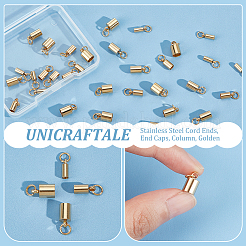 32Pcs 4 Style 201 Stainless Steel Cord Ends&nbsp;STAS-UN0053-15G