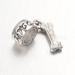 Bone Large Hole Alloy Glass Rhinestone European Dangle Charms&nbsp;MPDL-L013-16