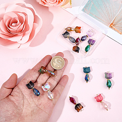 16Pcs 8 Colors Cat Shape Glass Pendants&nbsp;PALLOY-BM00024