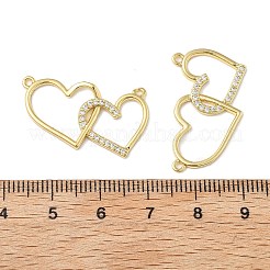 Brass Micro Pave Clear Cubic Zirconia Interlocking Double Heart Pendants&nbsp;KK-M325-12G