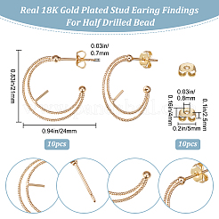 10Pcs Brass Ring Stud Earring Findings&nbsp;KK-BBC0007-72