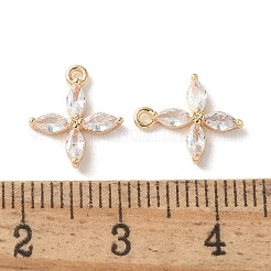 Real 18K Gold Plated Brass Cubic Zirconia Charms&nbsp;KK-R037-157G