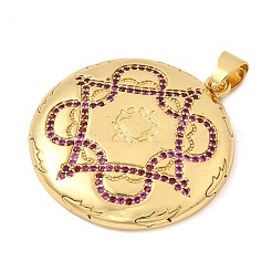 Brass Micro Pave Deep Pink Cubic Zirconia Pendants&nbsp;KK-I360-057G