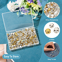 300Pcs 15 Styles Flat Round Sew on Rhinestone Montee Beads&nbsp;STAS-TA0006-18