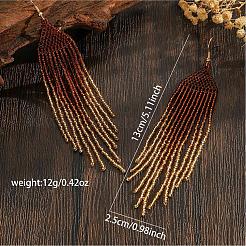 Bohemian Style Handmade Glass Seed Beads Tassel Stud Earrings&nbsp;JM2696