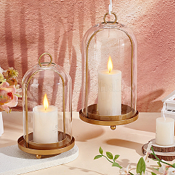 2Pcs Iron with Glass Shade Candle Holders&nbsp;AJEW-WH0481-450