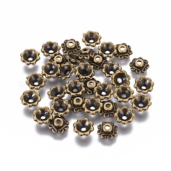 4-Petal Tibetan Style Alloy Bead Caps&nbsp;MLF1259Y-01AB