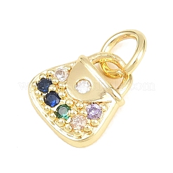 Brass Micro Pave Clear Cubic Zirconia Charms&nbsp;LS-KK-F938-03G