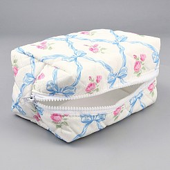 Flower Print Cotton & Polyester Cosmetic Zipper Bag&nbsp;AJEW-WH20002-74B