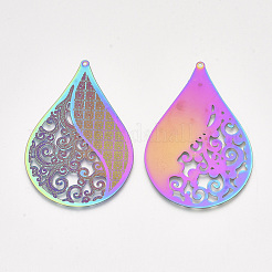 Ion Plating(IP) 304 Stainless Steel Filigree Big Pendants&nbsp;X-STAS-S108-33