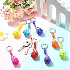 8Pcs 8 Colors Polyester Round Keychains&nbsp;KEYC-YW00218