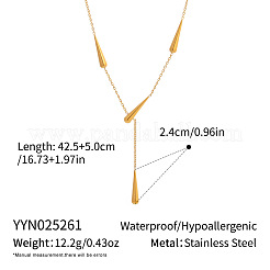 304 Stainless Steel Teardrop Lariat Necklaces for Women&nbsp;VH7412-2