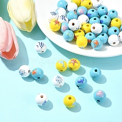 45Pcs 9 Styles Natural Wood European Beads&nbsp;WOOD-FS0001-27